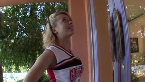 Blonde cheerleader fucks big cock