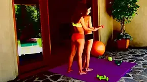 Great bodies in a Yoga workout. What do you think will happen?