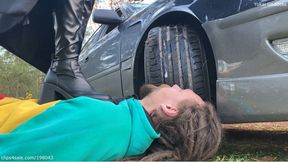 Exclusive clip from My private archive: trample, shoe and My car tyre worship