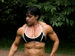 Outdoor anal solo and masturbating blonde