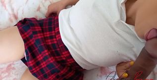 Teacher convinces student to fuck and cum on the brakes!