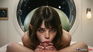 A green-skinned alien pounced on my dick and we fucked in a cozy cabin on a spaceship.[AI]