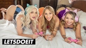 Lustful Gamer Girls' Threesome Delight