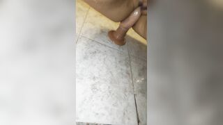 Bath masturbate with double dildo