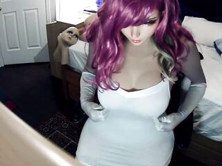 May & Jill End! Bare and masked rubber doll Jill puts on her casual white suit! For a casual date?