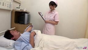 Japanese Nurse gibe Blowjob and Titfuck to two Patients in Hospital
