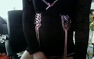 Crossdresser stroking on cam