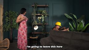 A curvy brunette MILF calls a technician to her home, and he ends up fixing something else.