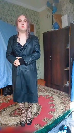 +18 Model Crossdresser Kitty Sexy Villager Housewife Dress Long Stockings White BBW Femboy