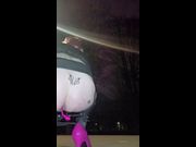 Sissy slut solo tease in public park