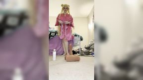 BBW COUGAR masturbates with Torso Toy in Cowgirl position
