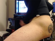 Foxy Femboy Jerks Off to Porn With an E-Stim Plug in Their Ass