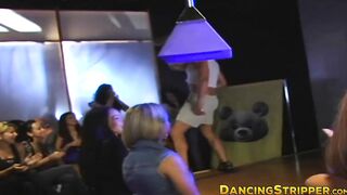Big breasted party chick bounces on strippers big dick