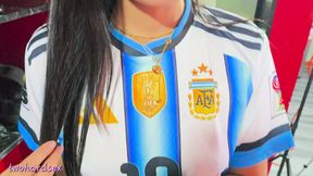 Stepdaughter Soccer Fan Very Hot Celebrates Her Team's Victory With Her Stepfather In Hotel