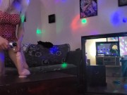Kristi's First Time Fucking A Dildo While Jerking Off Her Big Hard Cock