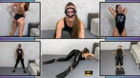 Girl Diver In Latex Outfit Does Sexy Gymnastics 1080 - Ass Worship - Stretching - Fins - Scuba Gear - BEUCHAT Mask - Snorkel - Scuba Diving - Latex Swimsuit - Latex - Foot Worship - Flexible Girl - Workout - Face Fetish - Flippers - Snorkelling
