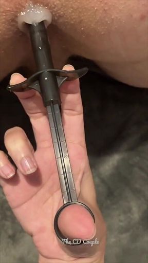 Anal Lube Application with Syringe