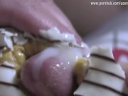 Fucking a donut and cum twice