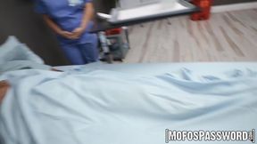 Chloe Copper bends over and fills her cunt with her colleagues cock