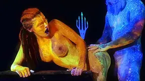 Charli Red fucks a forest god in a glow in the dark night scene - BANG!