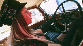 Absolutely gorgeous cab driver joins her horny passengers