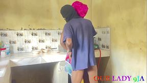 Ebony Slut gets BBC in hot kitchen