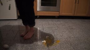 Trampling eggs with my beautiful feet