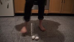 Trampling eggs with my beautiful feet