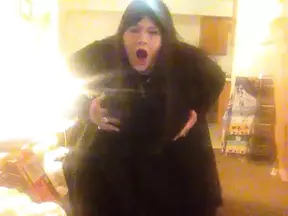 Sexy molly in a black dress dancing to party music