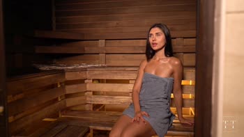 Jadilica's Sauna Surprise: A Teen (18+) Brunette's Steamy First Time