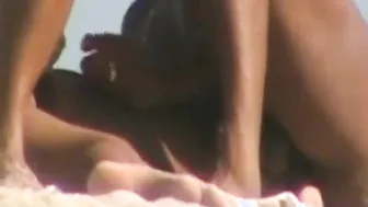 Amateur Beach Handjob with Two Horny Guys