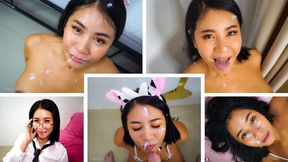 Thai MILF works white dick and snatches a facial
