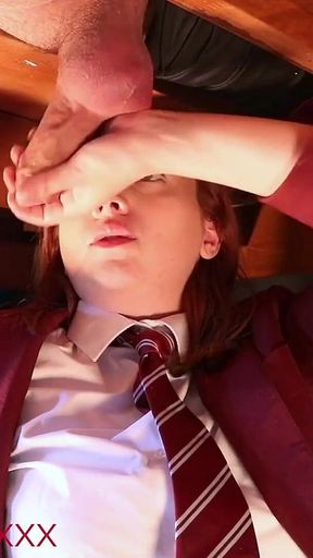 Hot British *** Sucks Anonymous Cock at the Milking Table