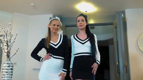 Aiden Ashley, Jenna J Ross, and Jillian Janson Lick and Finger Each Other in a Lesbian FFM