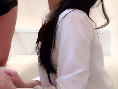 Japanese Asian mature giving blowjob to lucky guy