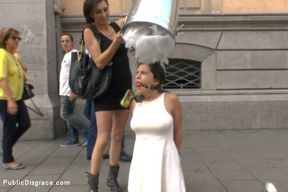 Sexy Spanish Slut Chiara fully exposed on the streets of Madrid