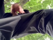 Jerk off and cum rain public while playing with friends cum in mouth