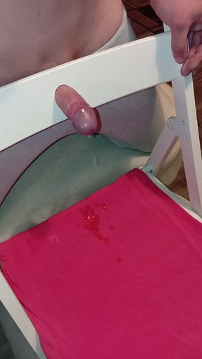 Cumshot in chair