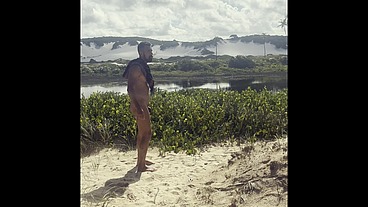 Dan walking and jerking of at the Beach