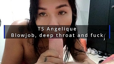 TS Angelique - Blowjob, deepthroat and fuck