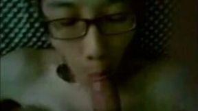 Cute and busty lean Asian girlfriend giving me blowjob