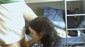My girlfriend visited me in the dorm room for quick fuck