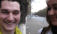 Searing brunette sucks dick hard