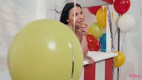 Queenie Sateen Forgets Her BF And Indulges In A Steamy Carnival Kiss With Ivy Lebelle