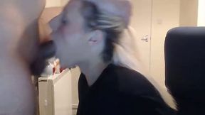Blond haired cam whorable GF did not mind giving a terrific deepthroat BJ
