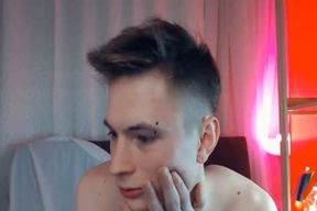 Light-haired Teenager boy With His Pallid Flesh draining