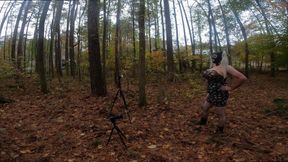 Giant Fake Tits Crossdresser Walk in the Woods Behind the Scenes Photo Shoot