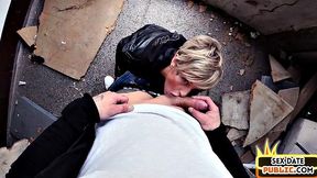 Tattooed German lady fucked by sex date on public place