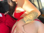 The most risky squirting in the car at Mc Donalds parking lot