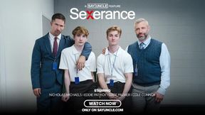 Gay Porn Parody~Severance~ Sexerance Part 4 ~Bubble Butt Twink Takes First Dick for Daddy (Free SFW)